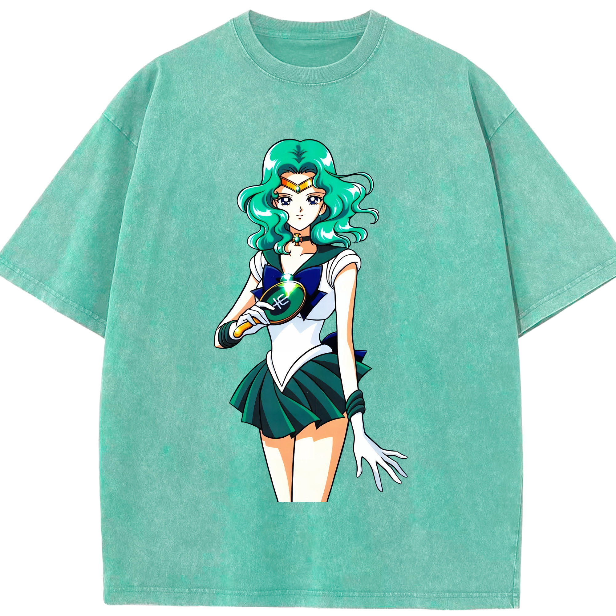 （画像用） 美少女戦士セーラームーン 海王 みちる（かいおう みちる） Sailor Moon Kaiou Michiru 綿100% ヴィンテージ風 半袖Tシャツ（フロントプリント）